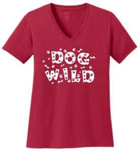 Dog Wild Ladies V Neck T-shirt