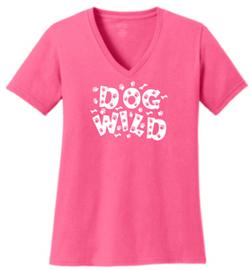 Dog Wild Ladies V Neck T-shirt