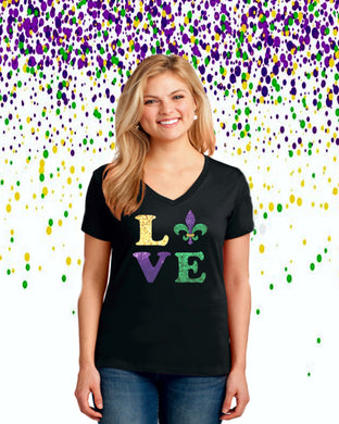 Mardi Gra LOVE Fluer De Lis Shirt