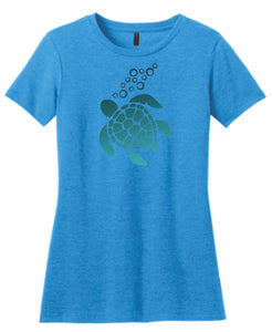Sea Turtle Foil Ladies T-shirt